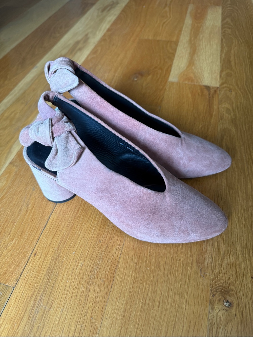 COS Women's Blush Pink Suede Slingback Block Heel Pumps